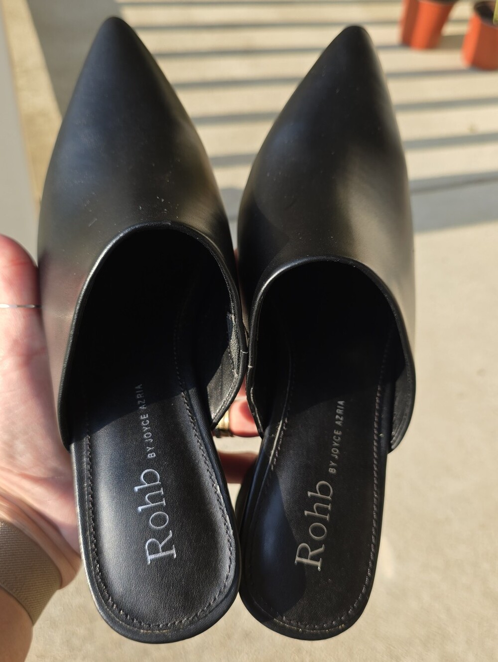 Willow Black Pointed Slip-On Mules By Rohb